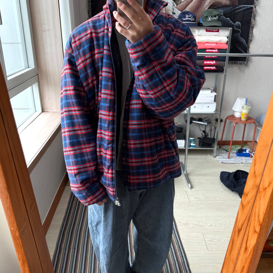 발렌시아가 플란넬 체크 패디드 자켓 상품이미지1