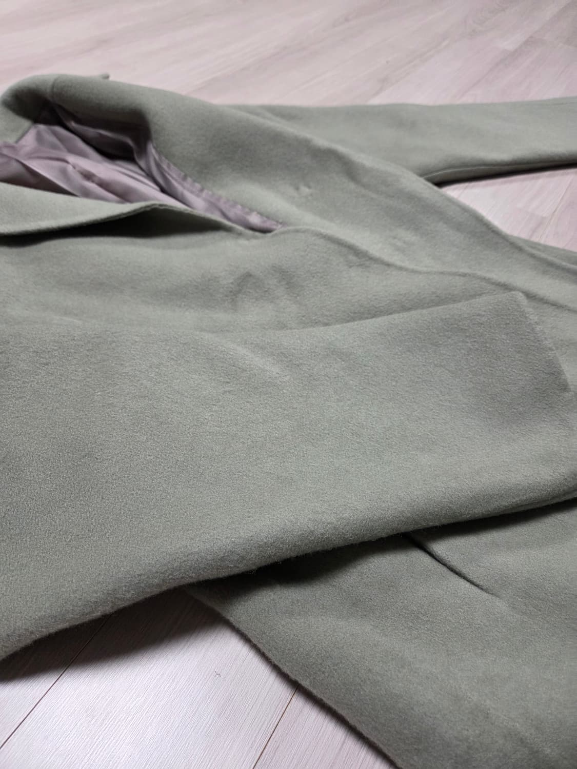 민트카키 핸드메이드 롱코트S사이즈(새상품) 상품이미지5