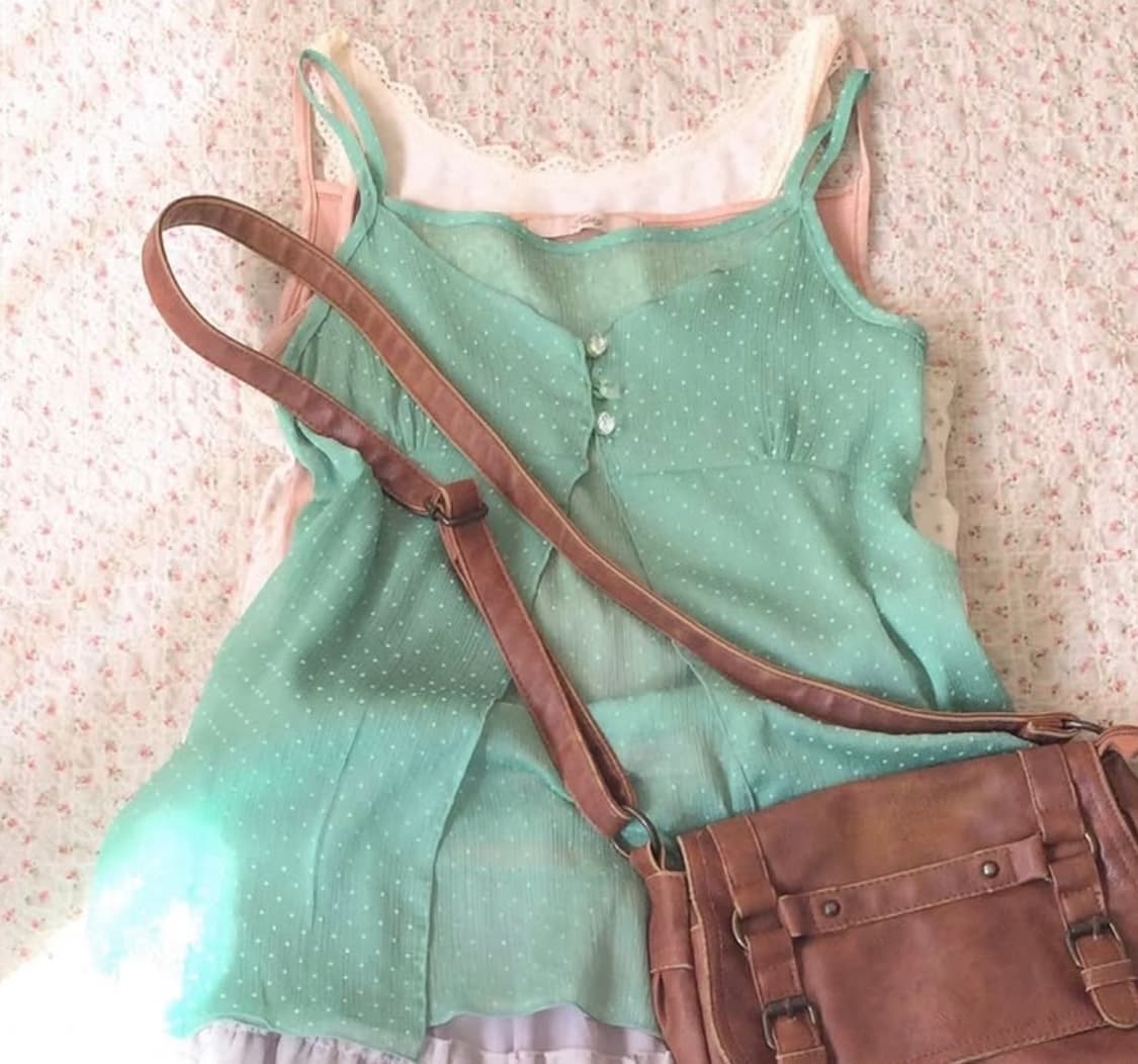 민트 도트 슬리브리스 나시 연두 바선생 마루빈티지 상품이미지1