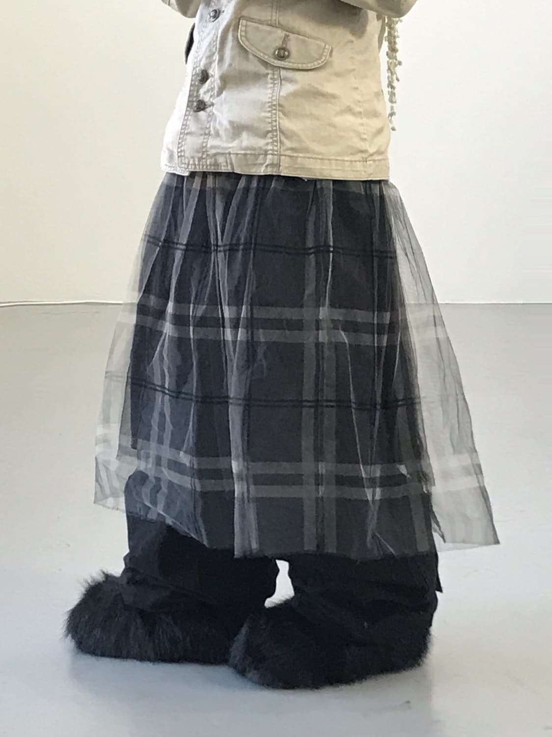 Jpn Poly Checked Midi Skirts 상품이미지2