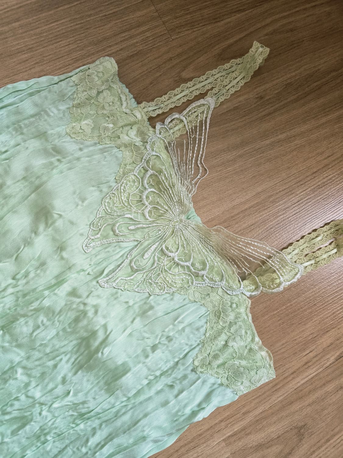 빈티지 나비 나시 민소매 민트 하구미 모리걸 상품이미지1