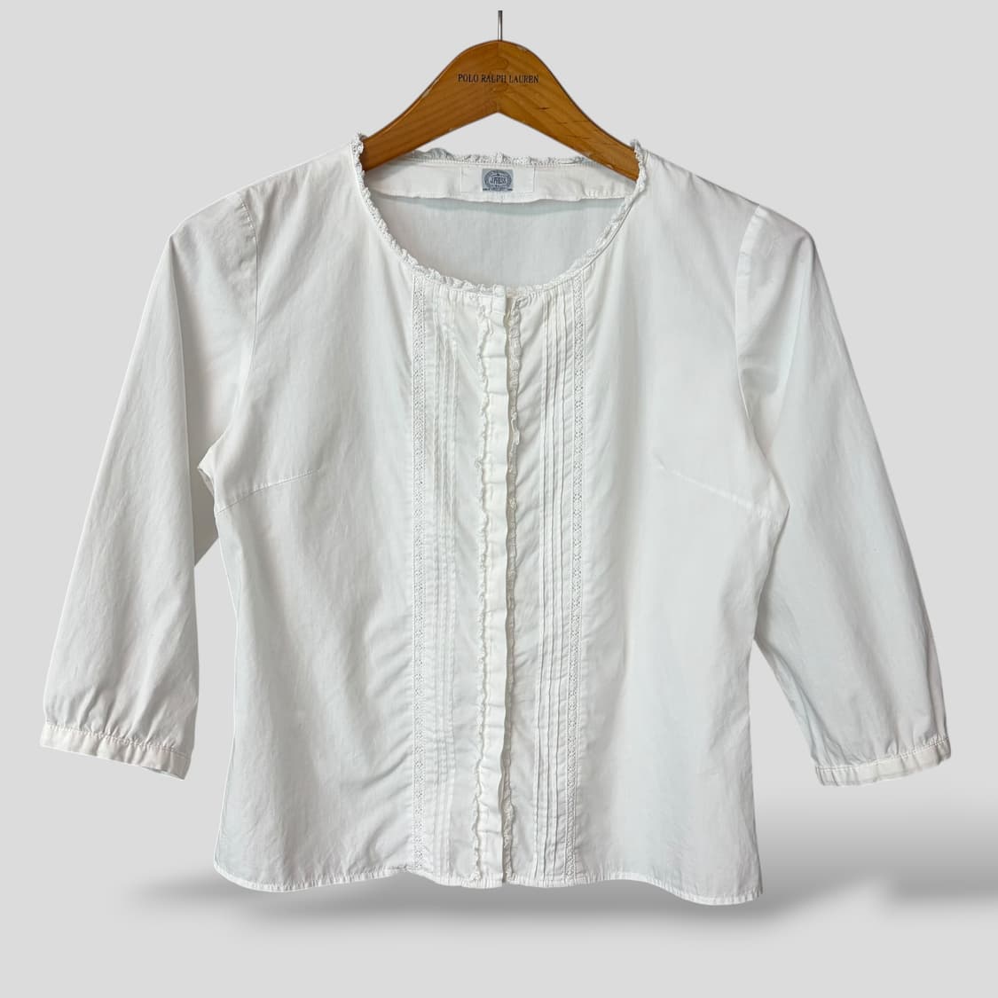 (여성S)J.PRESS 제이프레스 레이스 프릴 7부 블라우스  상품이미지1