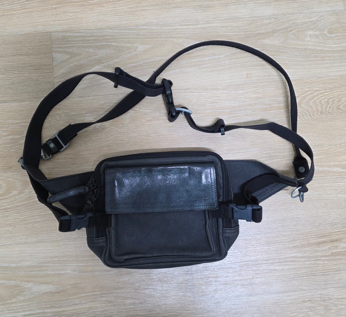 PORTER 블랙 가죽x캔버스 힙색 상품이미지1