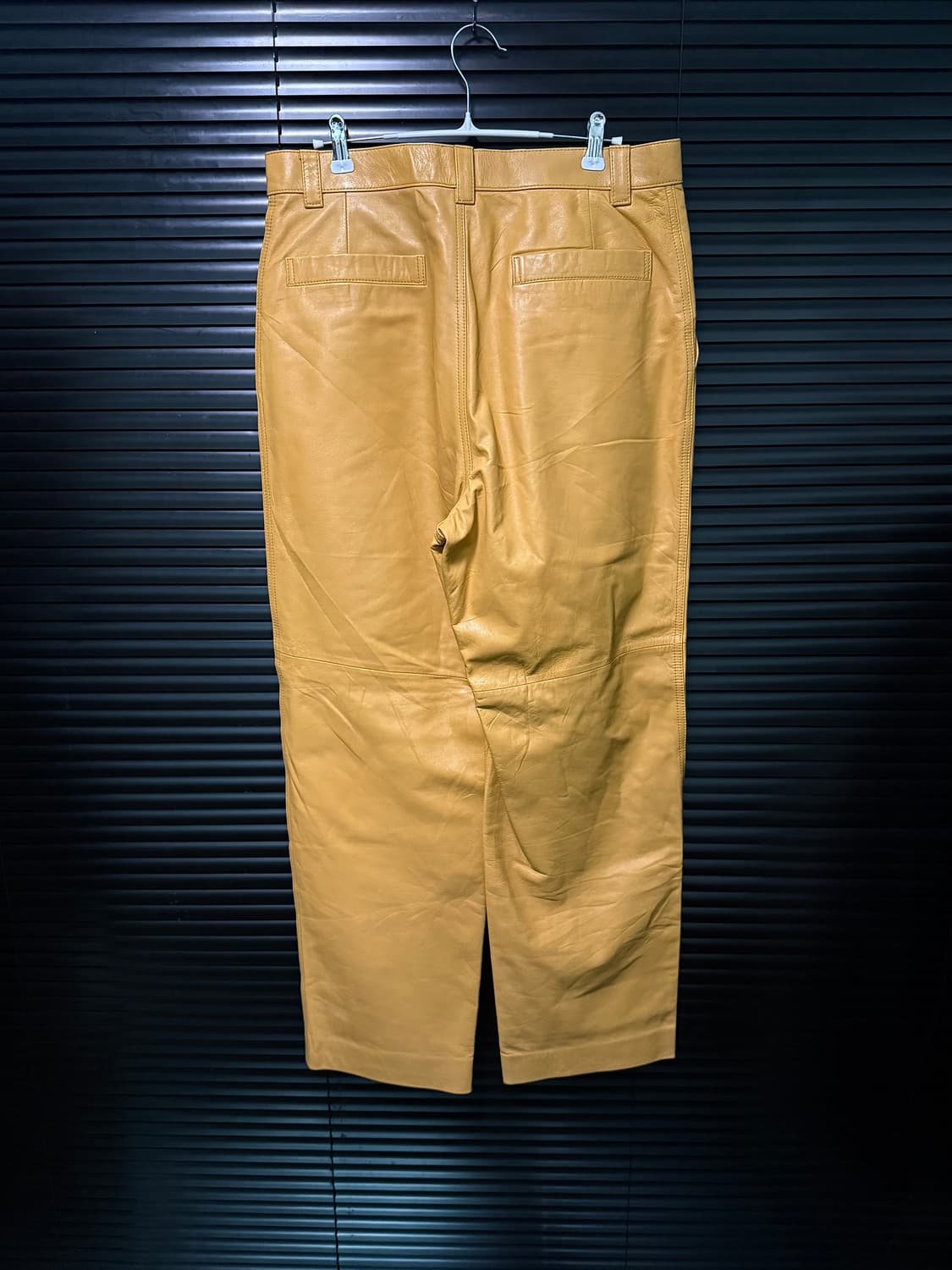 VAZIIE 양가죽 세미 와이드 팬츠 가죽 레더 32 카멜 웨스턴 일본 상품이미지5