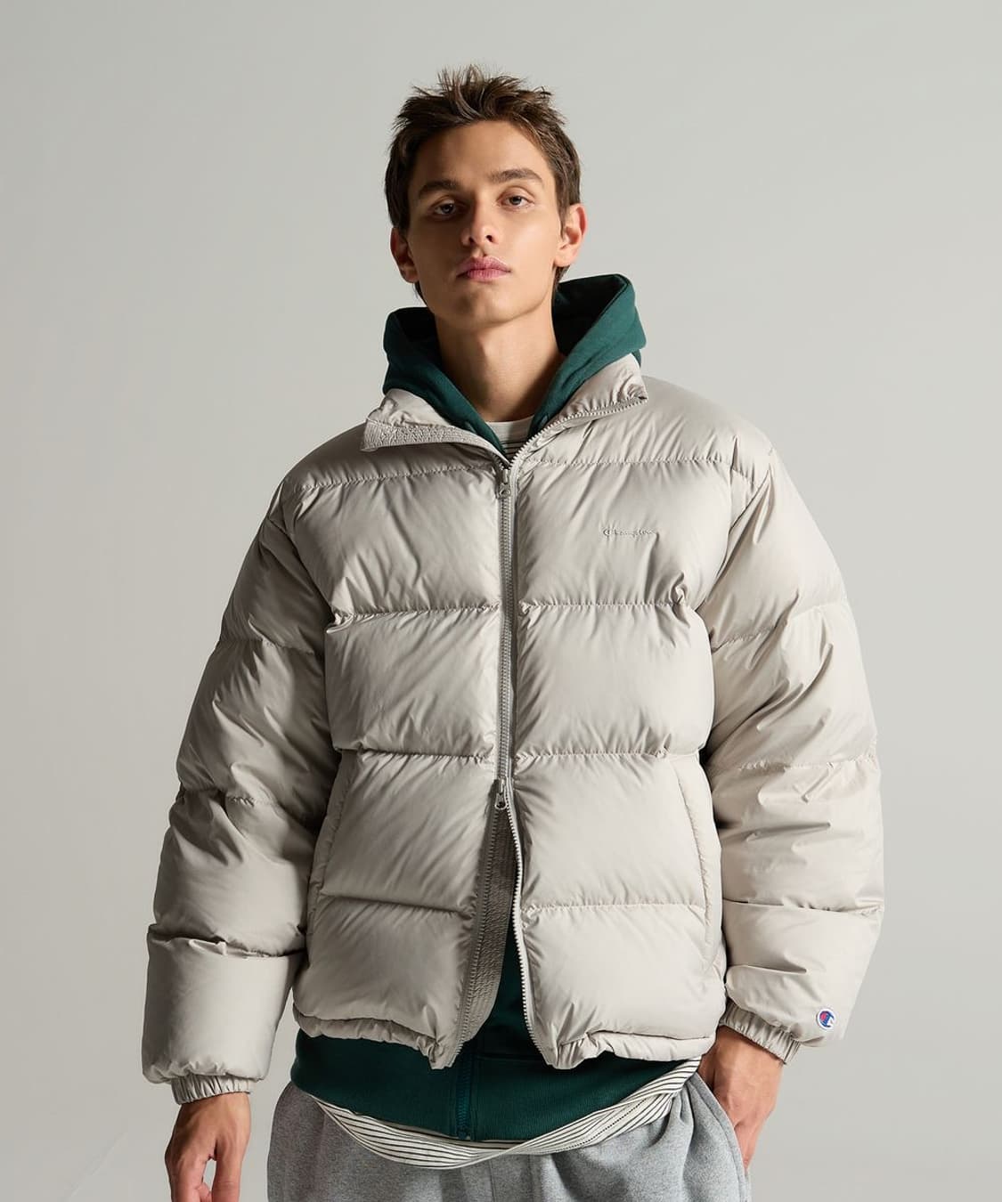 챔피온 2WAY 푸퍼 다운 재킷 Light Grey 00S 상품이미지1