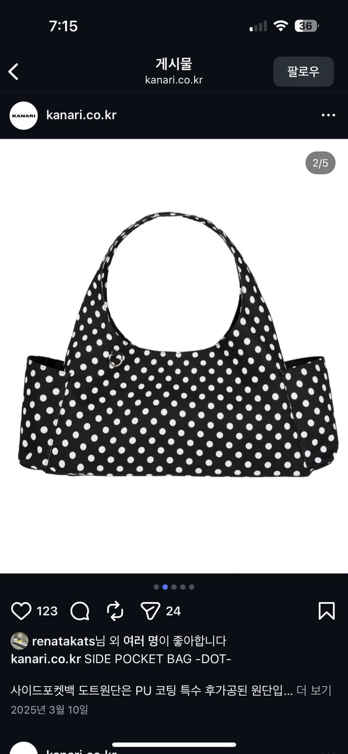 Kanari 사이드포켓 도트백 상품이미지1