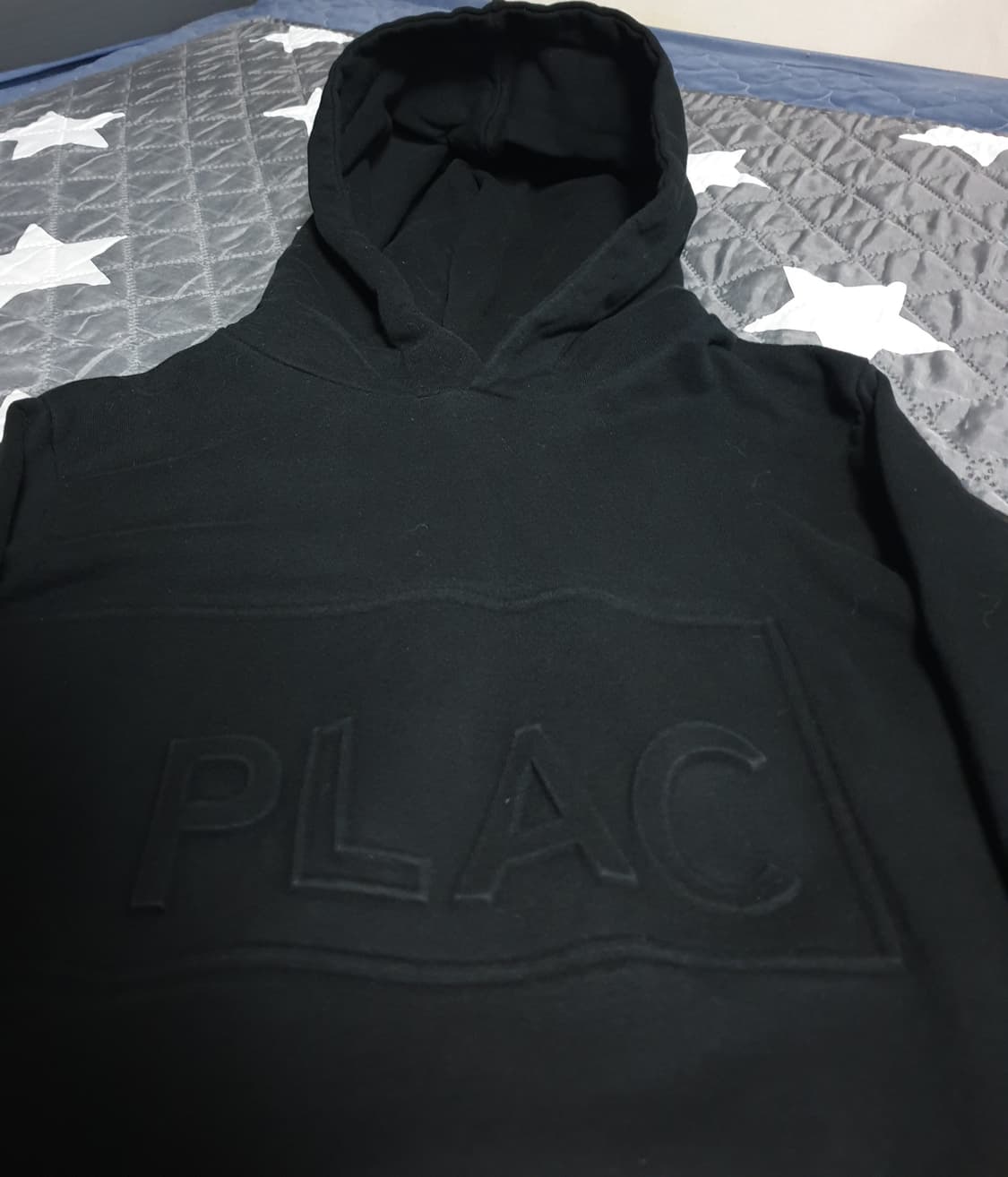 플랙 엠보싱 레터링 혜비 후드티 블랙 (M) 상품이미지2