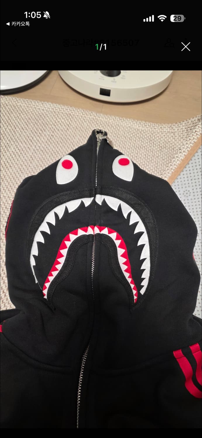 급처]베이프X아디다스 콜라보 샤크후드집업 XL 상품이미지6