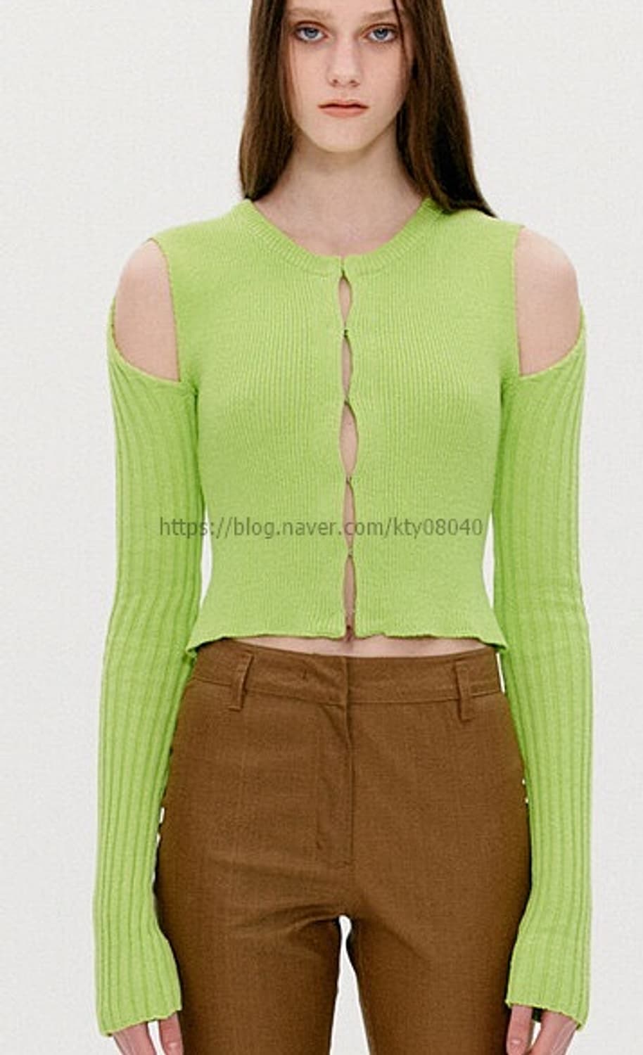 더오픈 프로덕트 컷아웃 니트 연보라 상품이미지3