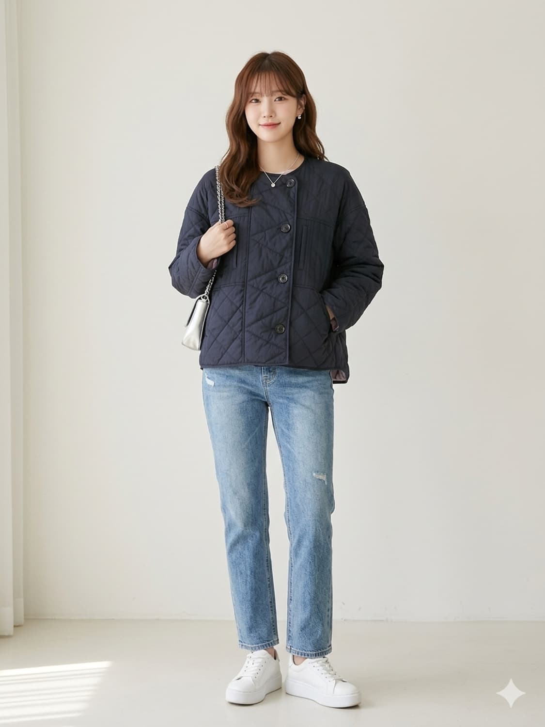 SYSTEM 시스템 노카라 퀼팅 패딩 자켓 상품이미지1