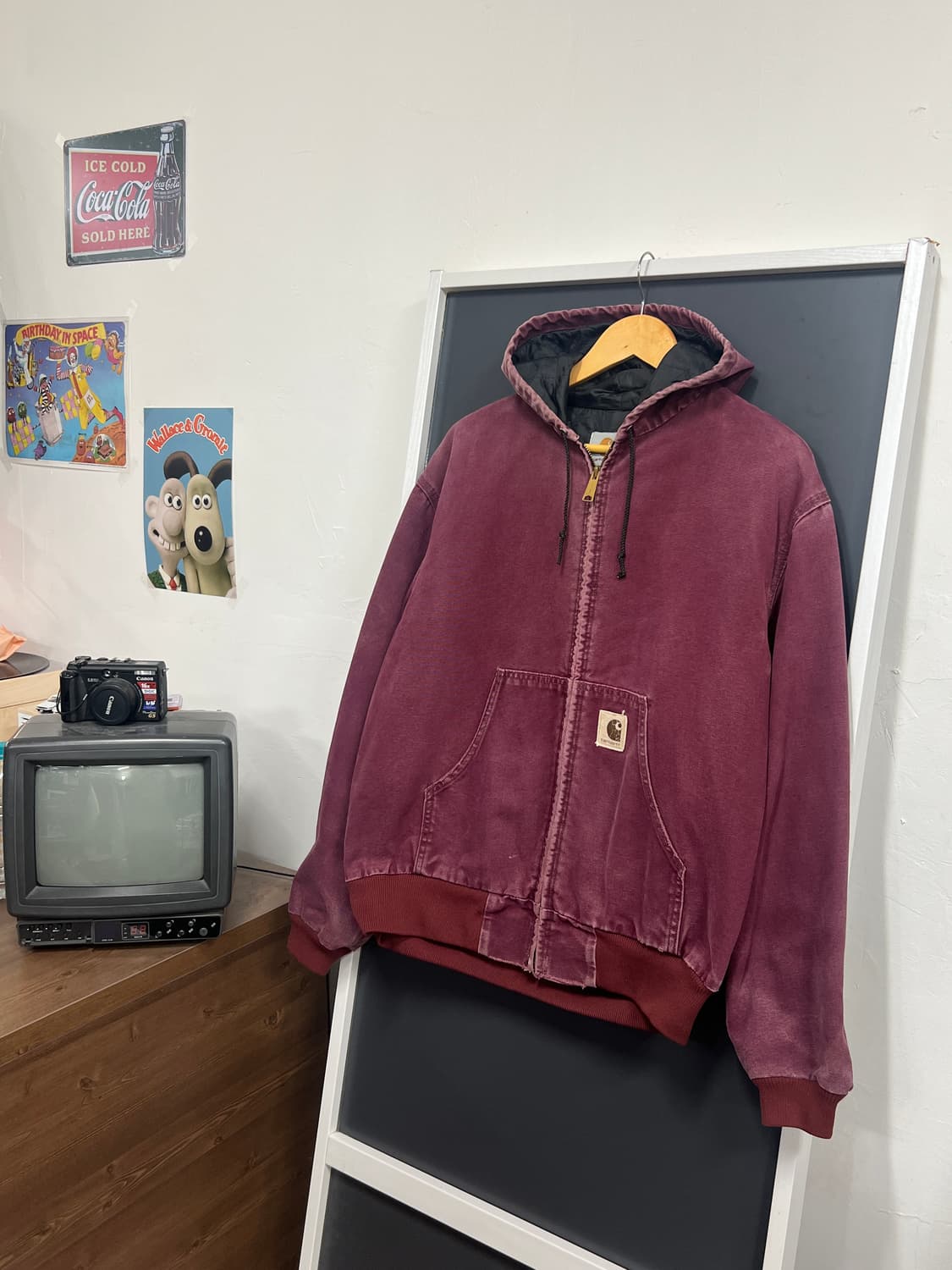 칼하트 90s OG 오리지널 버건디 JQ246액티브 워크 자켓 상품이미지1