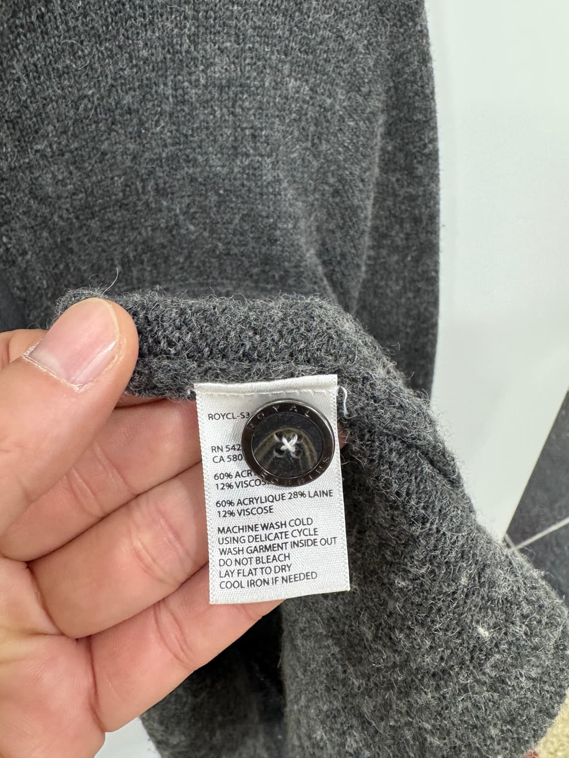 로얄로빈스 그레이 울니트 집업 L 상품이미지8