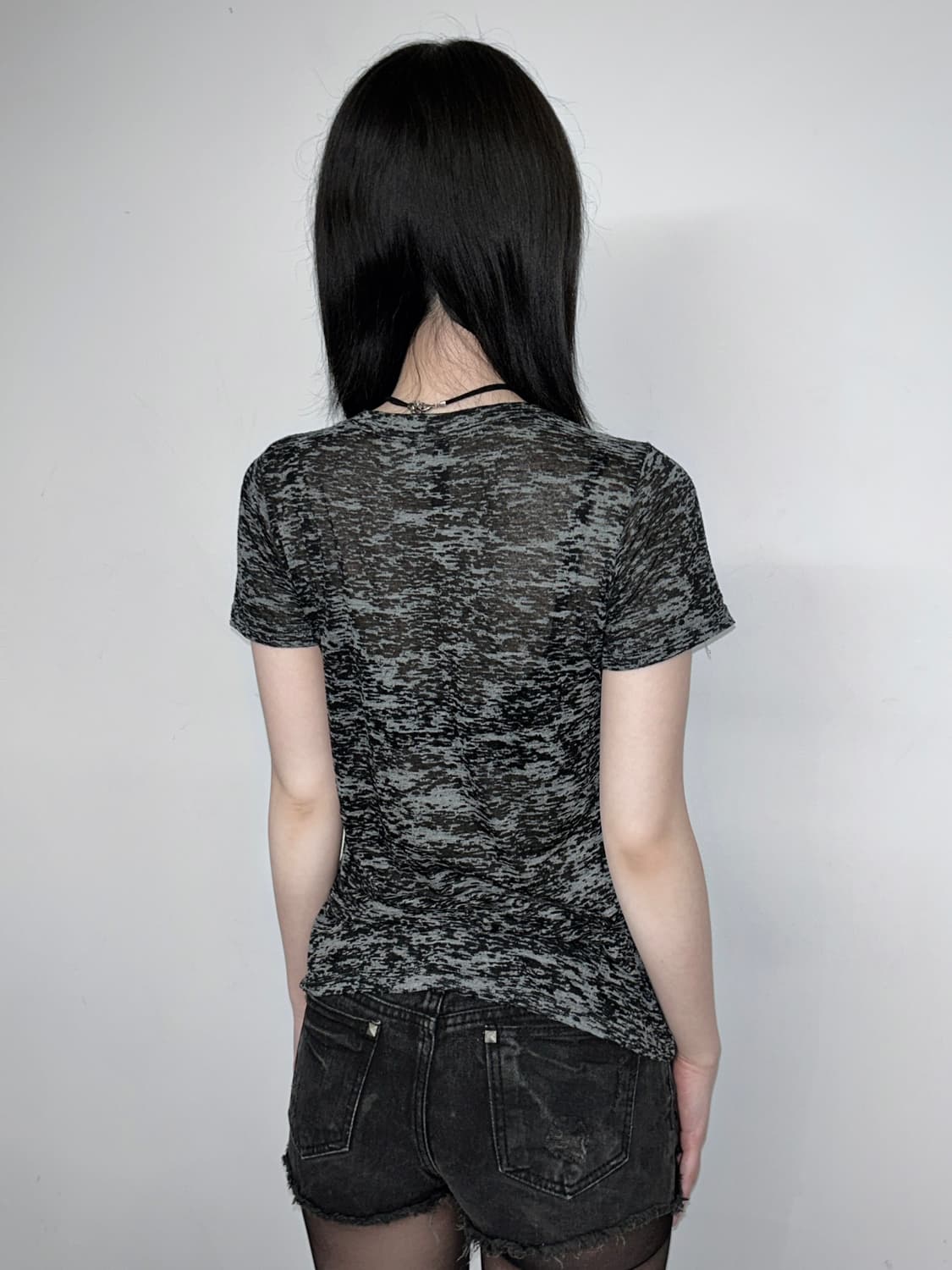 Y2k 펑크 라인스톤 그래픽 슬림 티셔츠 상품이미지4