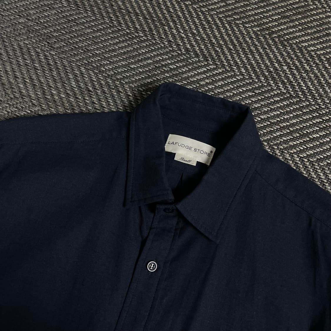 라퍼지 스토어 미니멀 박시핏 린넨 네이비 반팔 셔츠 y 4884 상품이미지6