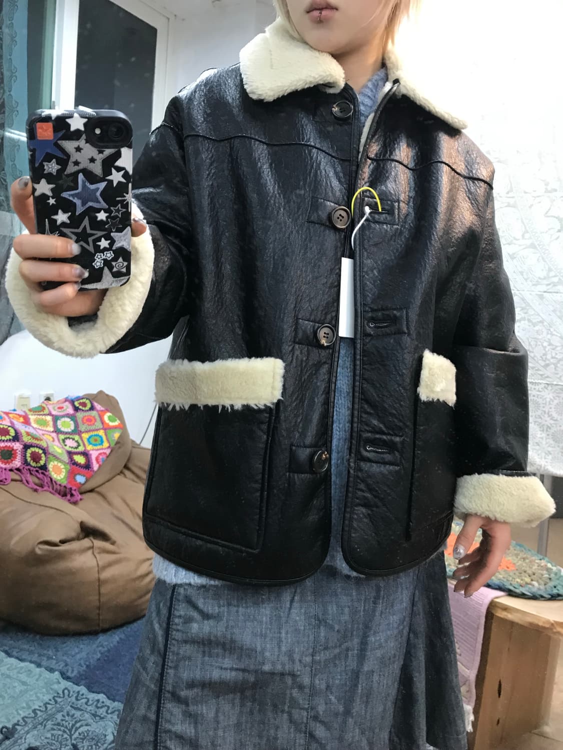 파사드패턴 Facade pattern 양면 리버시블 양털 무스탕 자켓 상품이미지1