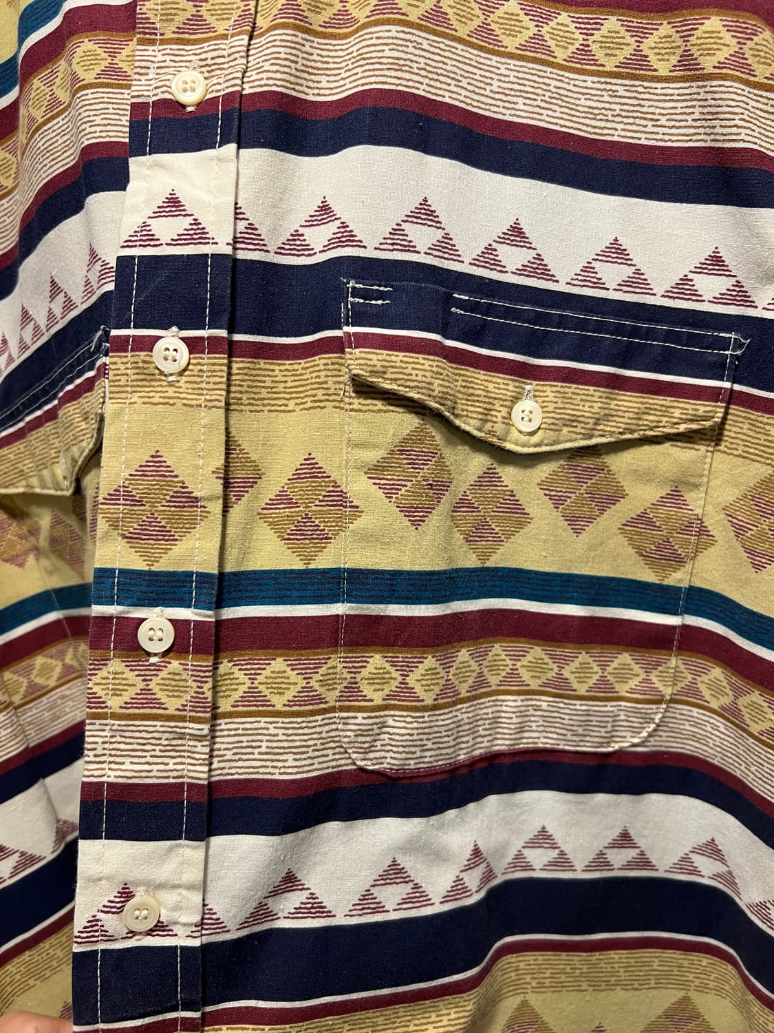 [L]90's 랭글러 USA 나바호 패턴 헨리넥 코튼 셔츠 상품이미지3