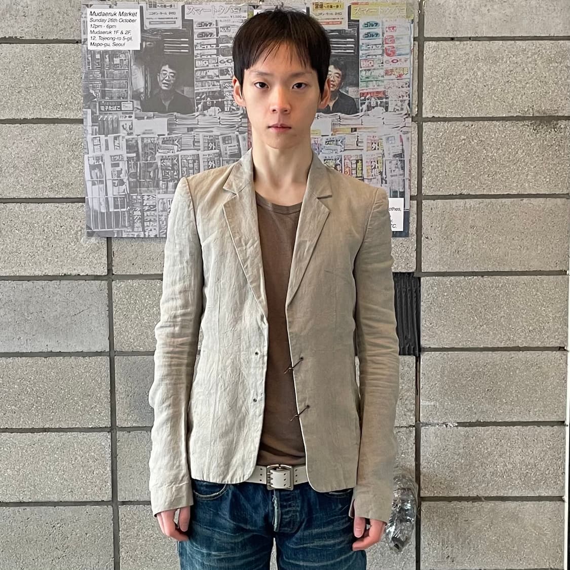 카즈유키쿠마가이 리넨 후크 블레이저 상품이미지1