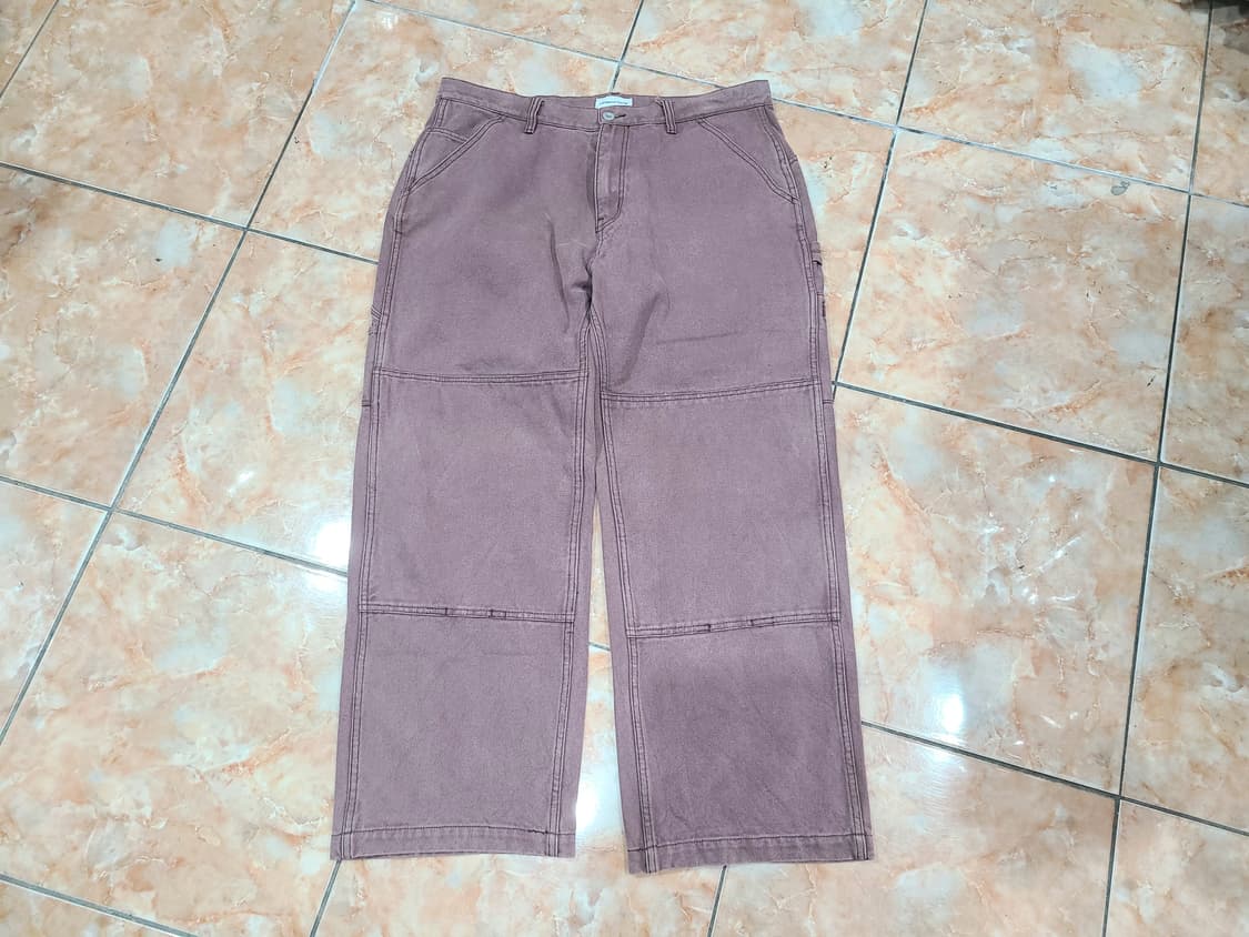 에스피오나지 워시드 더블니 워크팬츠 (버건디) 상품이미지1