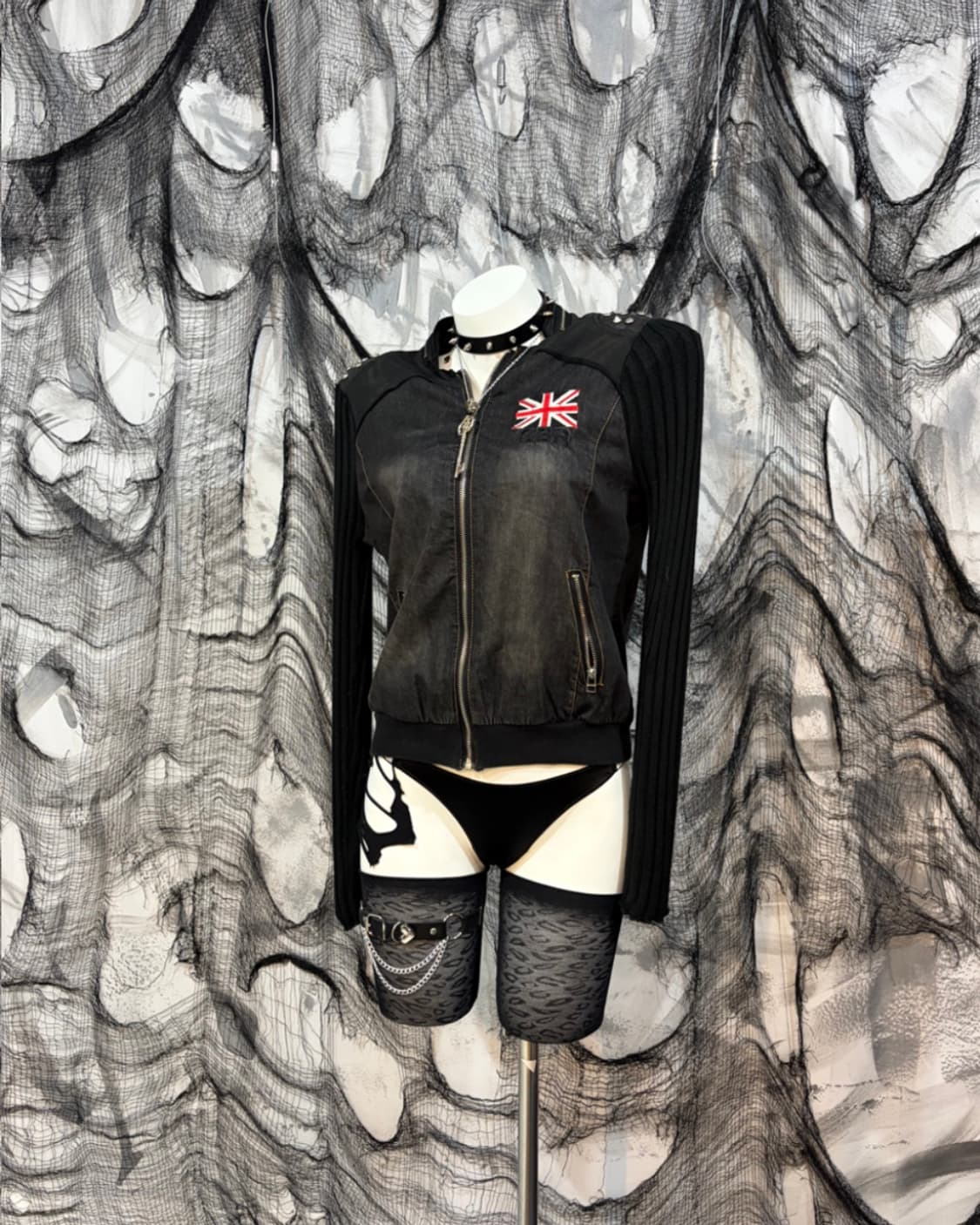 punk union jack studs knit jacket  상품이미지2