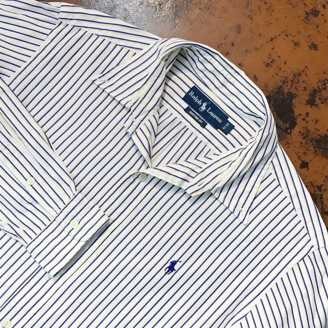 폴로랄프로렌 옐로 네이비 더블 스트라이프 셔츠 남성 105 사이즈 상품이미지3