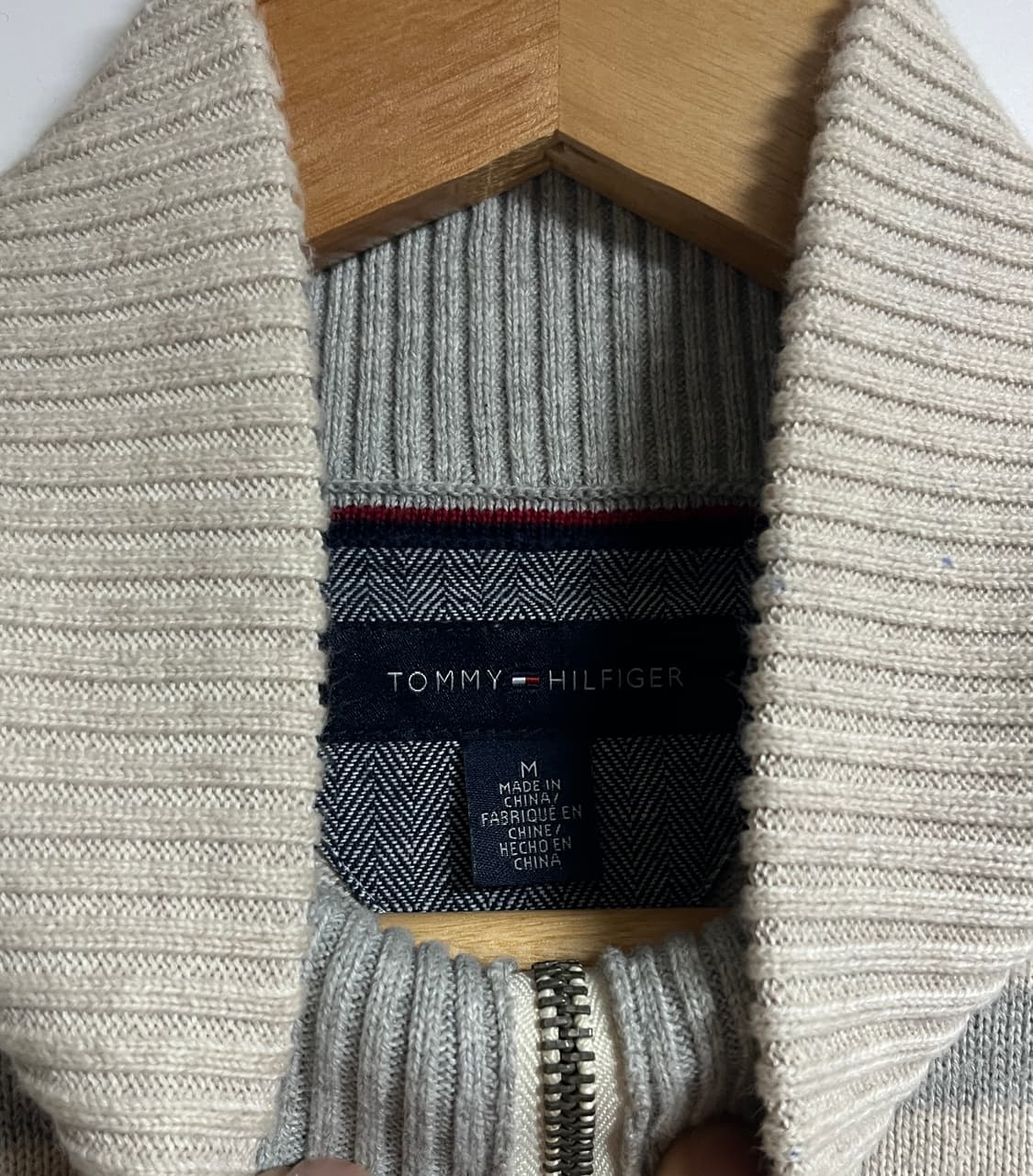 공용 타미힐피거 스트라이프 반집업 니트 스웨터 M 상품이미지5