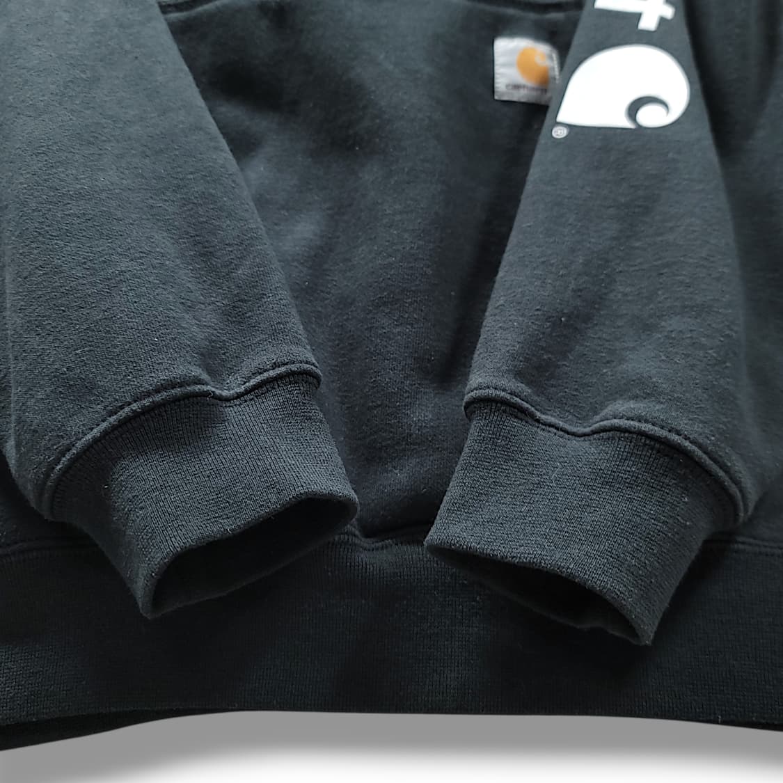 [M] 칼하트 블랙 미드웨이트 로고 기모 후드티셔츠 상품이미지8
