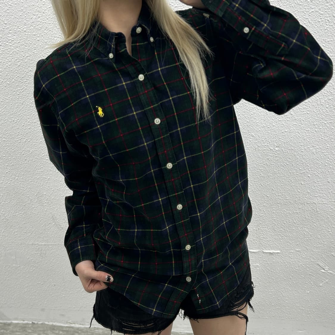 폴로 랄프로렌 레몬포니 크리스마스 체크 코듀로이 셔츠 L 상품이미지1