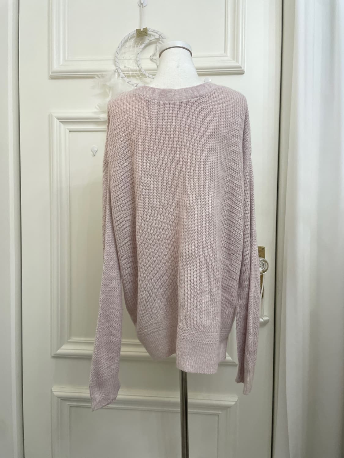lavender pink lace-up point loose knit t 상품이미지3