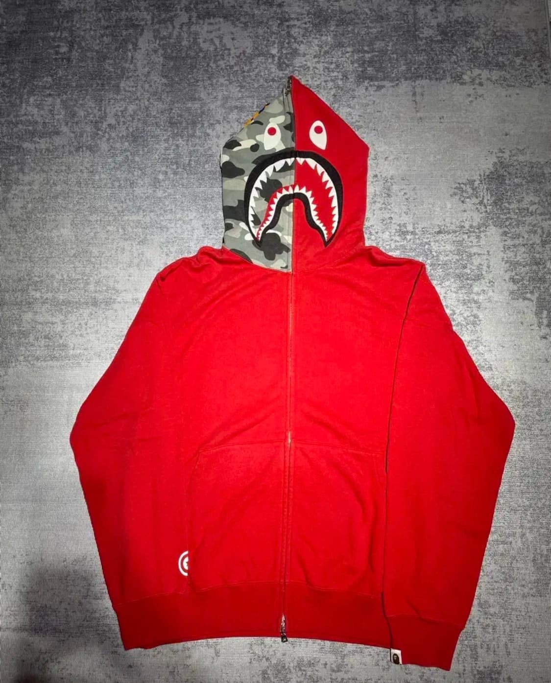 (L) 정품 베이프 OG 카모 샤크 후드집업 레드 상품이미지1