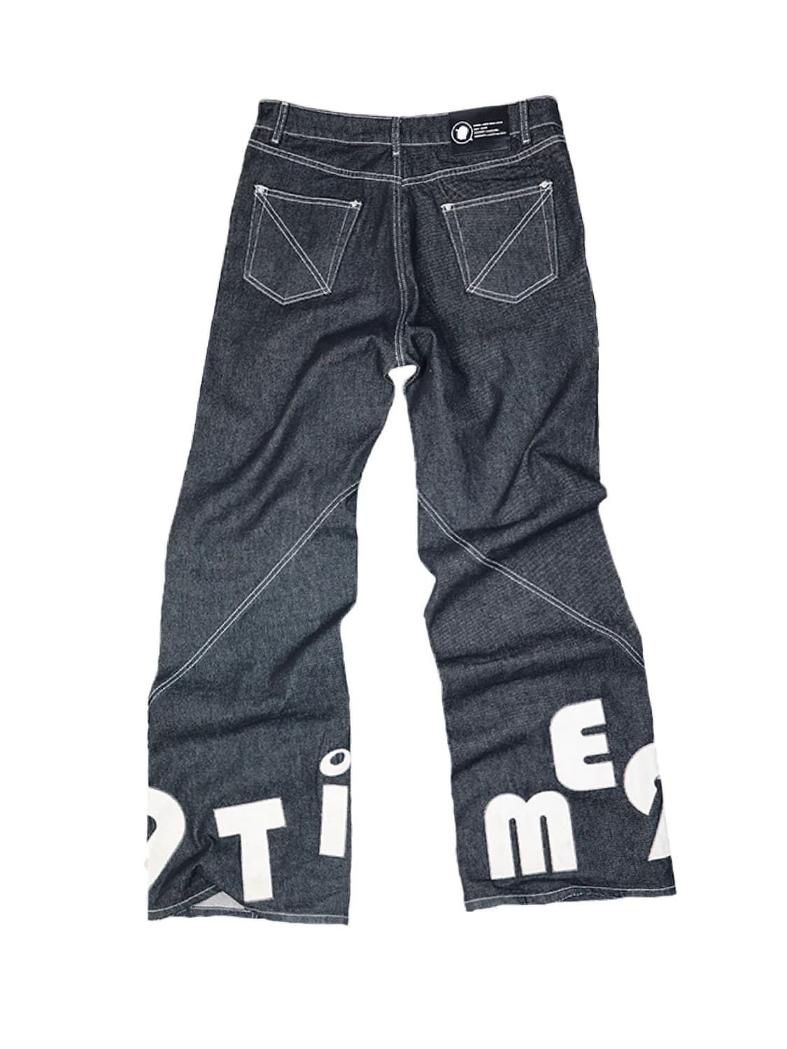 Structured Leather Patch Flare Denim Pan 상품이미지4