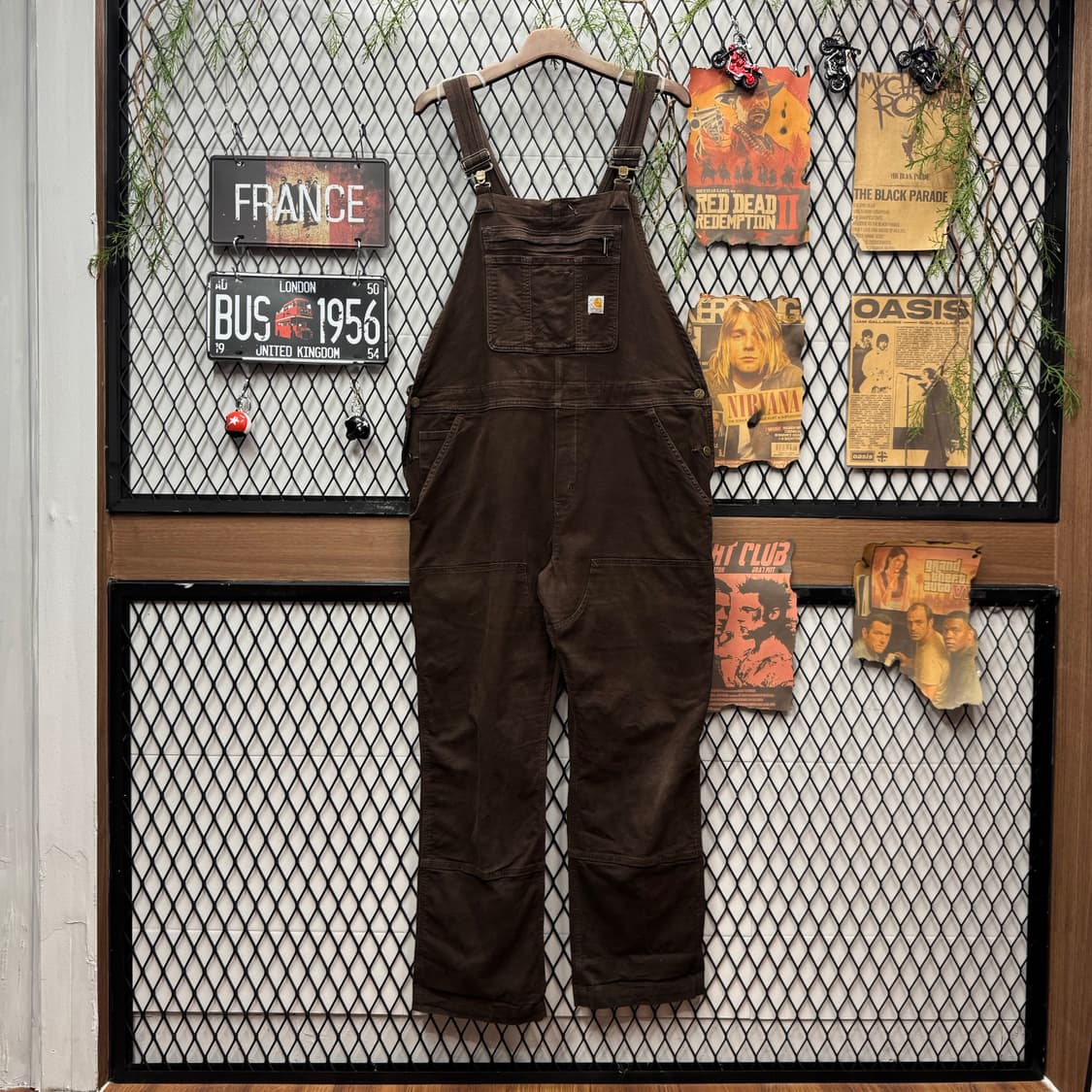 칼하트 오리지널 워크웨어 오버롤 멜빵 더블니 포인트 다크브라운 상품이미지3