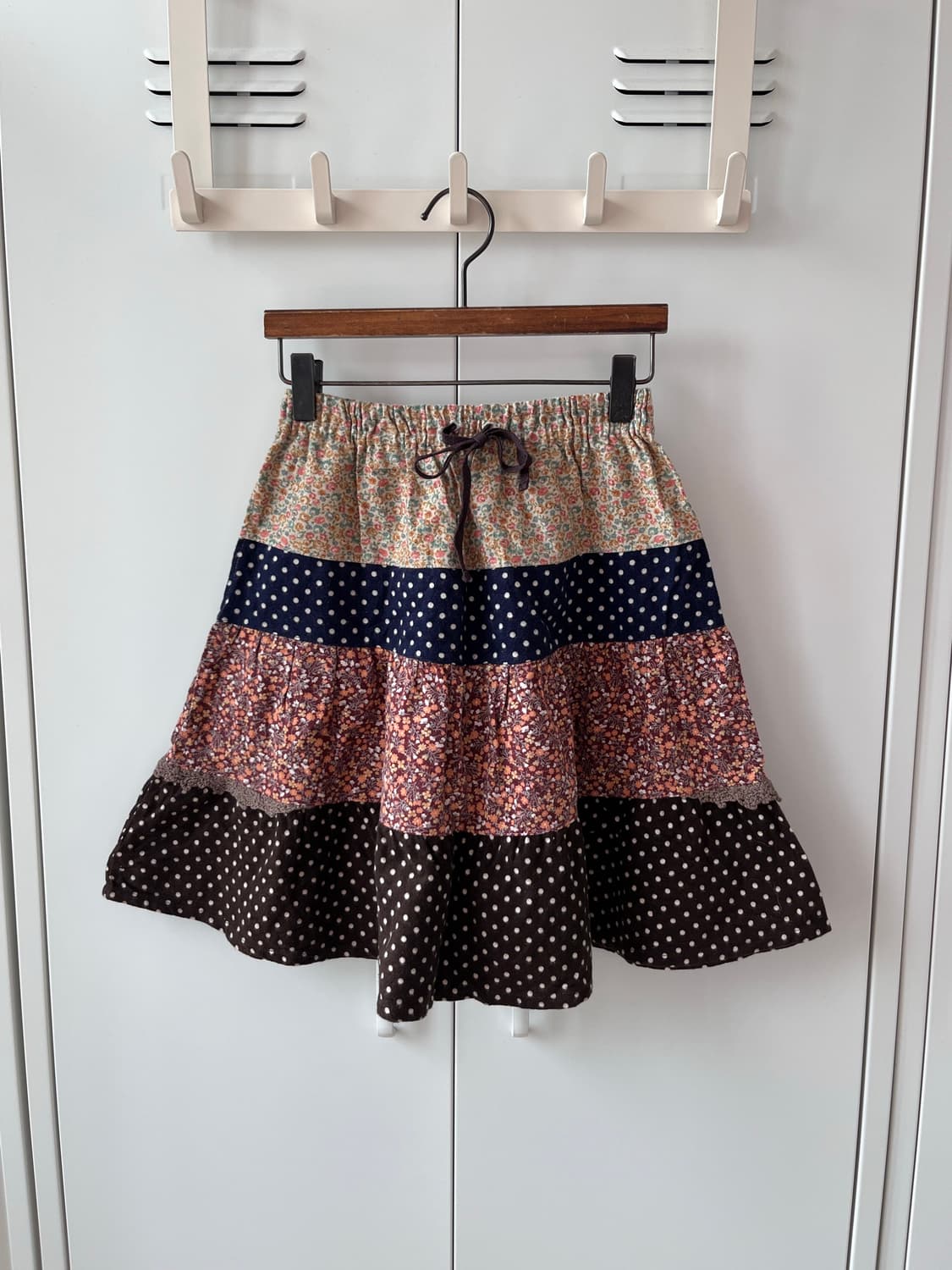 Papp 잔꽃 도트 패치워크 플레어 스커트 상품이미지3