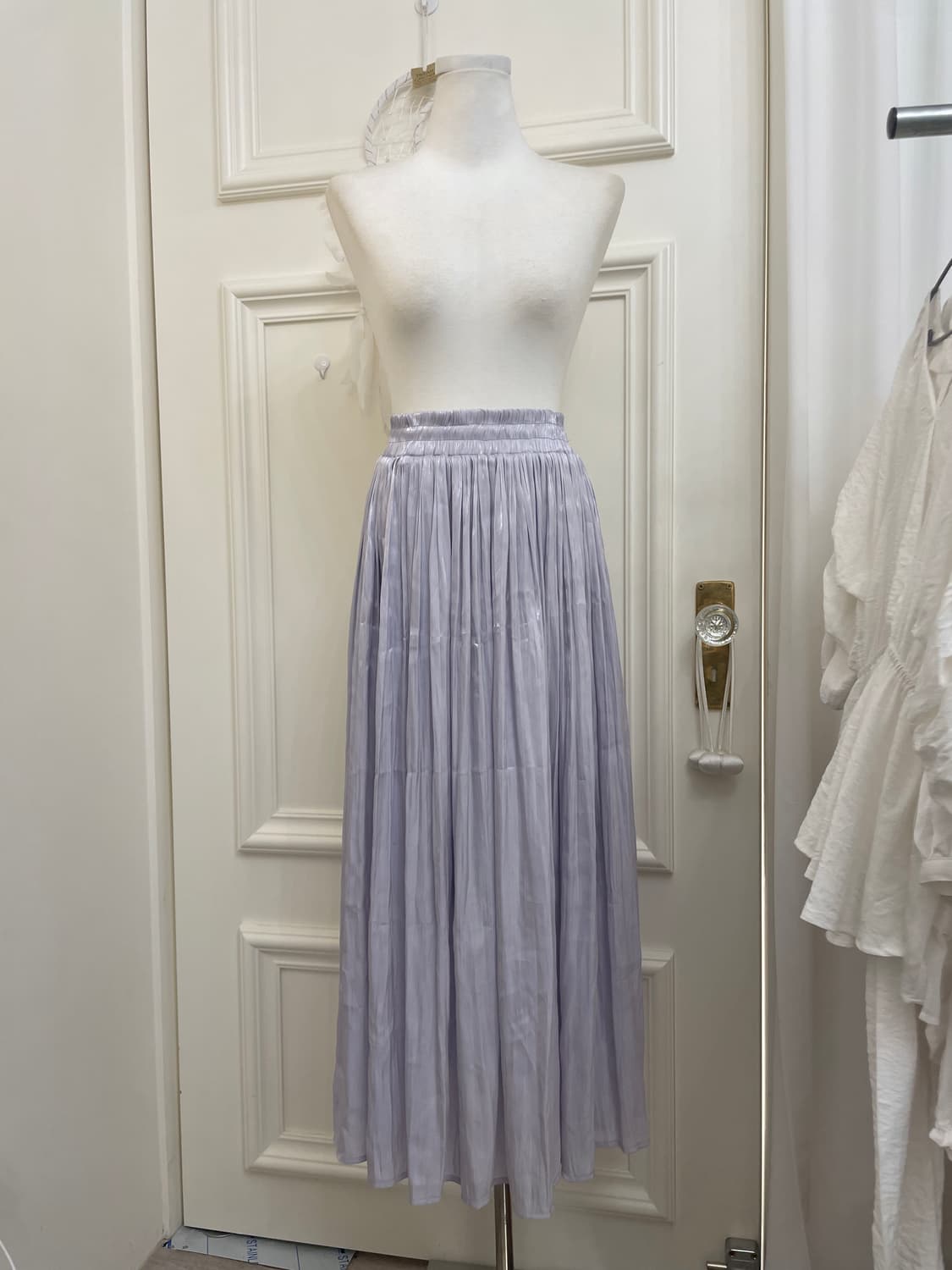 lavender glossy shirring banding long sk 상품이미지1
