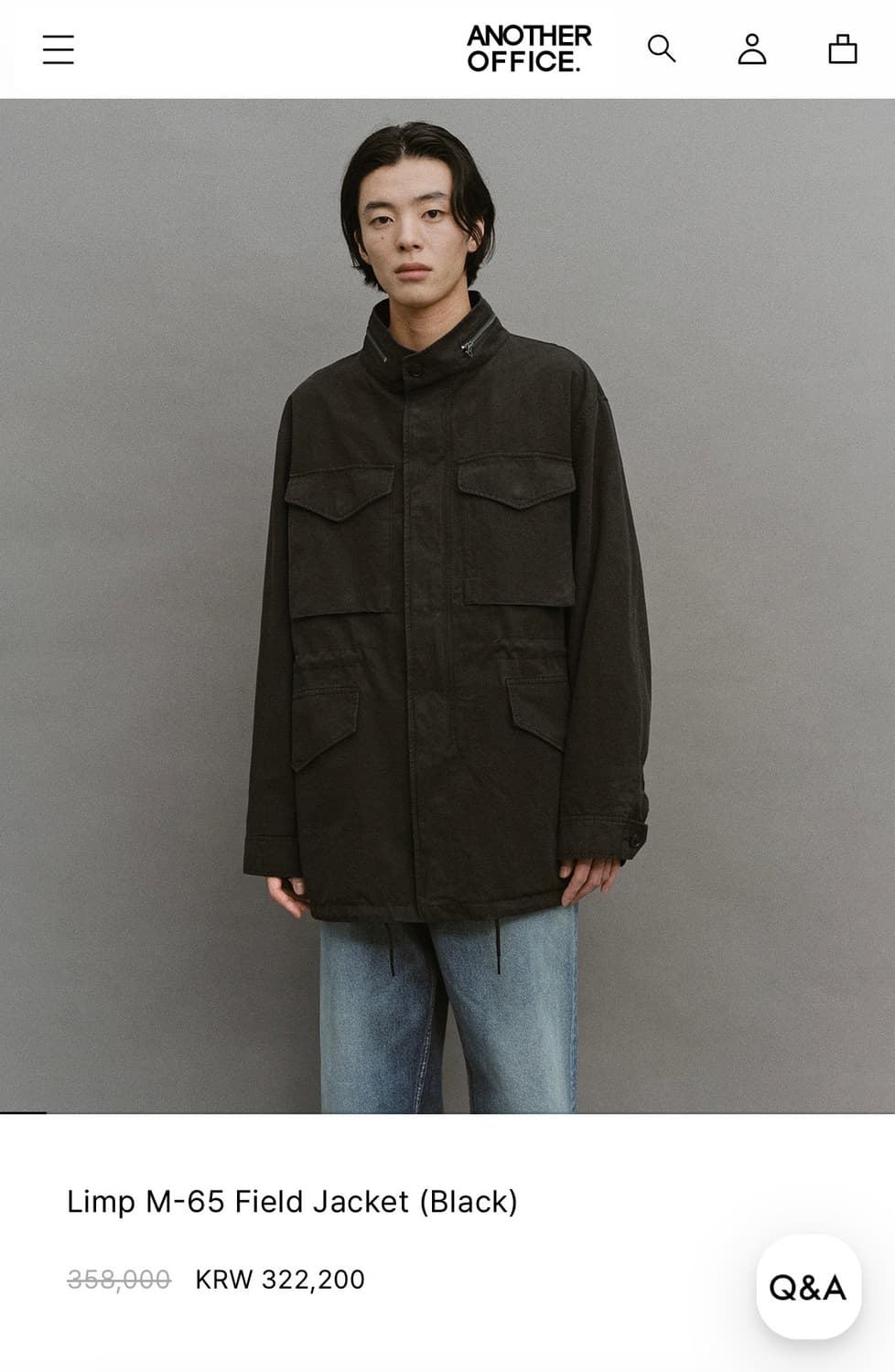 [1] 어나더오피스 M-65 필드자켓 블랙 상품이미지1