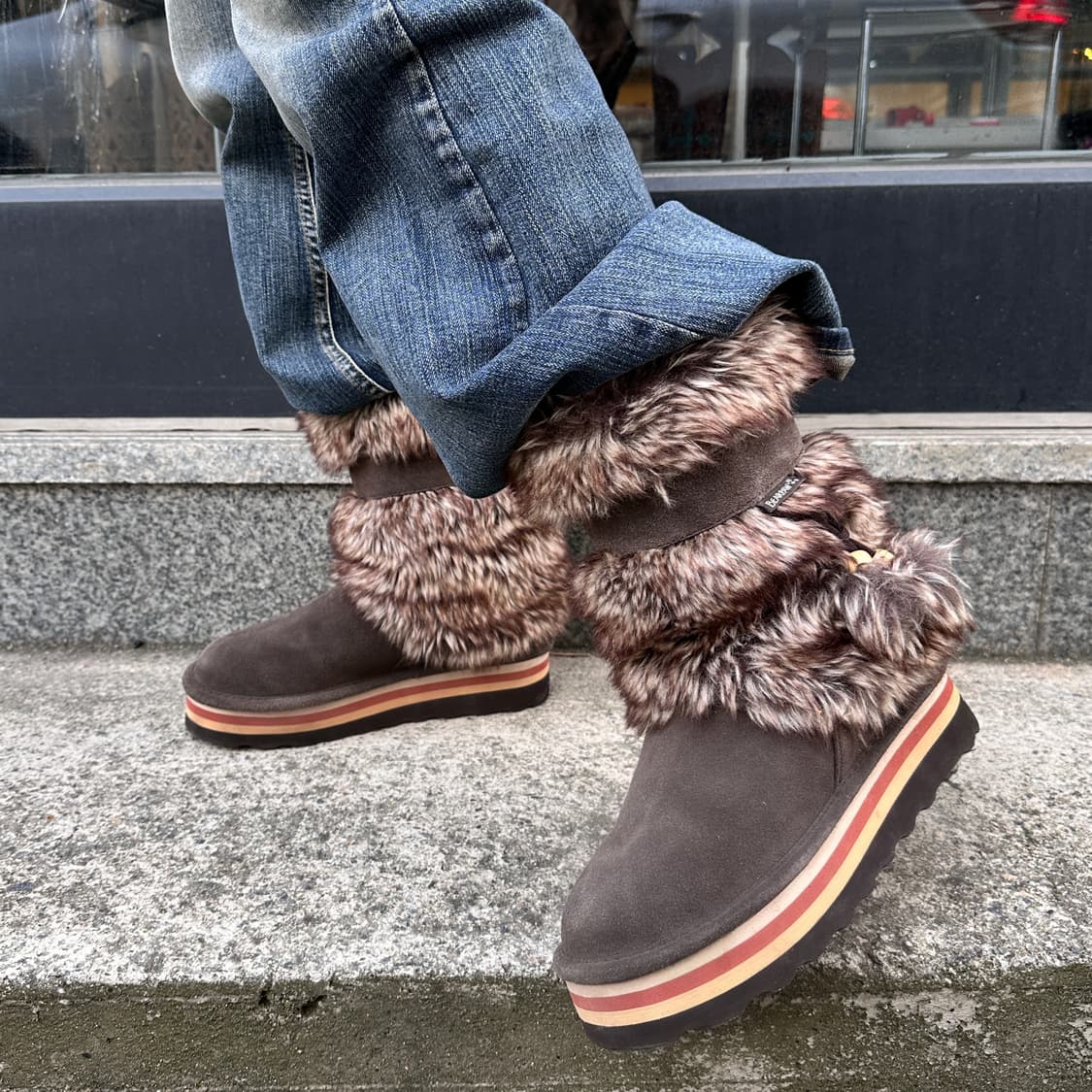 00s BEARPAW 스웨이드 퍼 트림 어그 부츠 상품이미지8