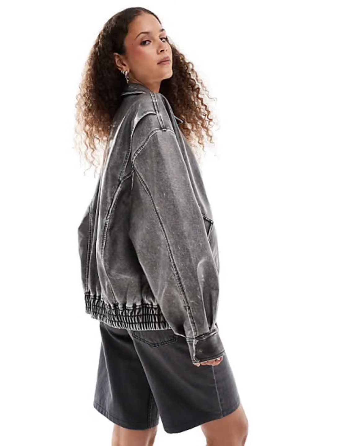 Lioness kenny leather bomber jacket 그레이 상품이미지2