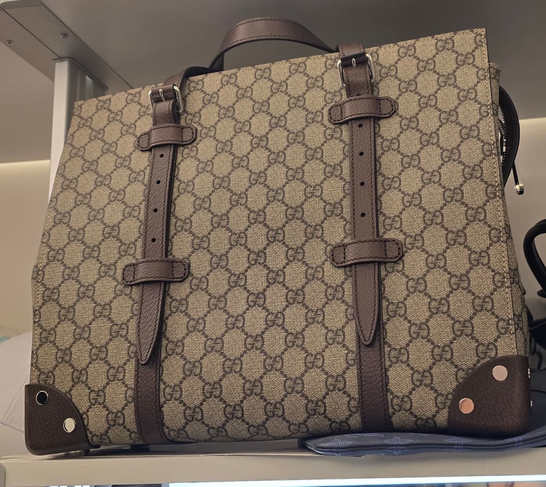 정품 구찌 GG 수프림 레더 디테일 캔버스 남성 여성 토트백  급매 상품이미지2