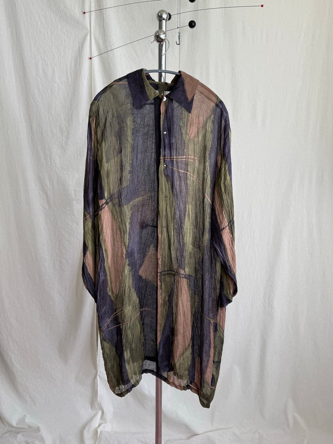 Keiko Kishi by nosh 패턴 시스루 롱 셔츠 상품이미지1