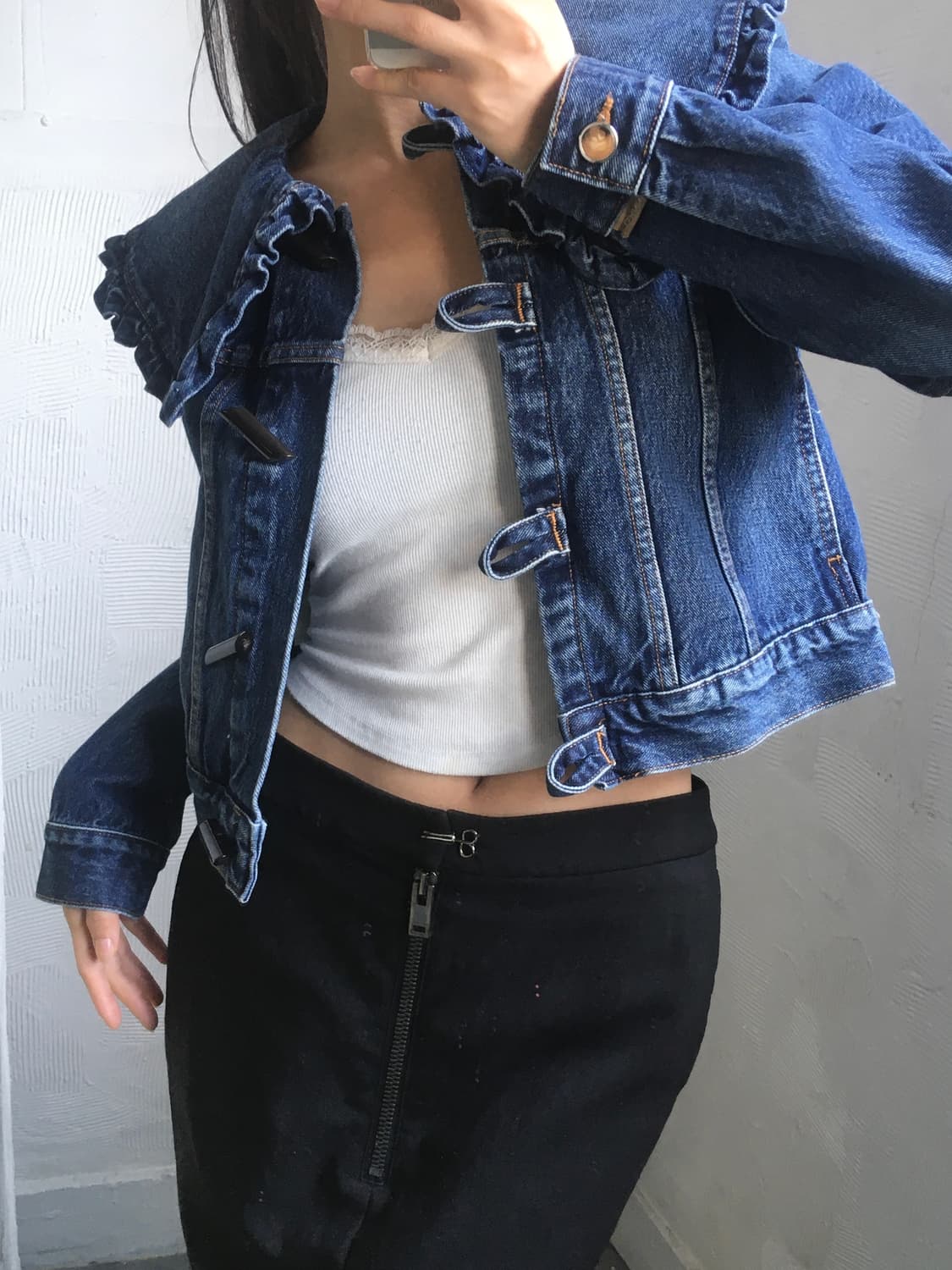 GANNI 가니 데님 숏 카라 더플 자켓 상품이미지1