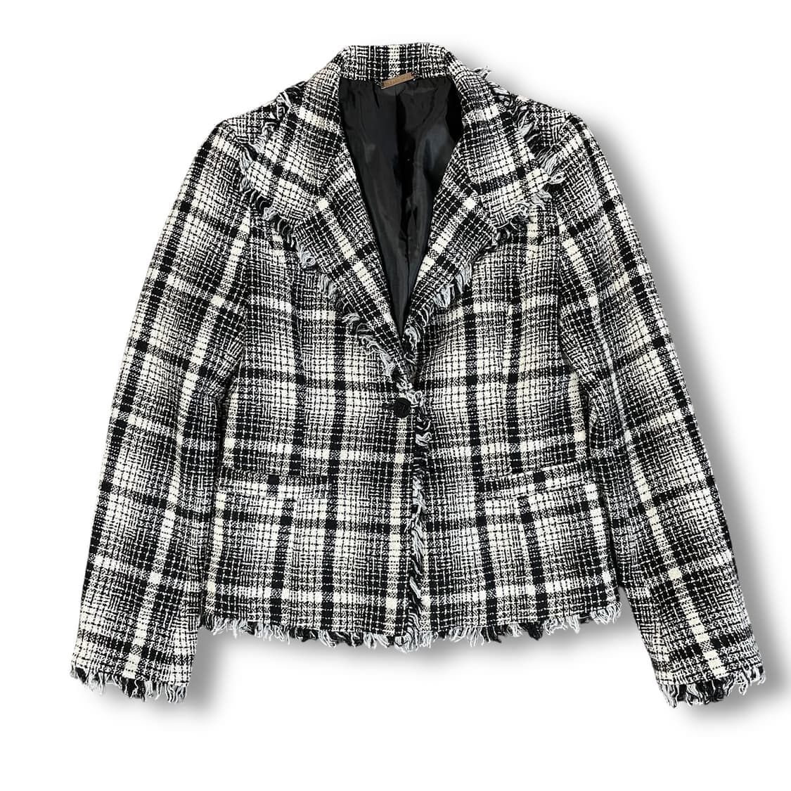 JPN 블랙 화이트 울 트위드 자켓 40 상품이미지1