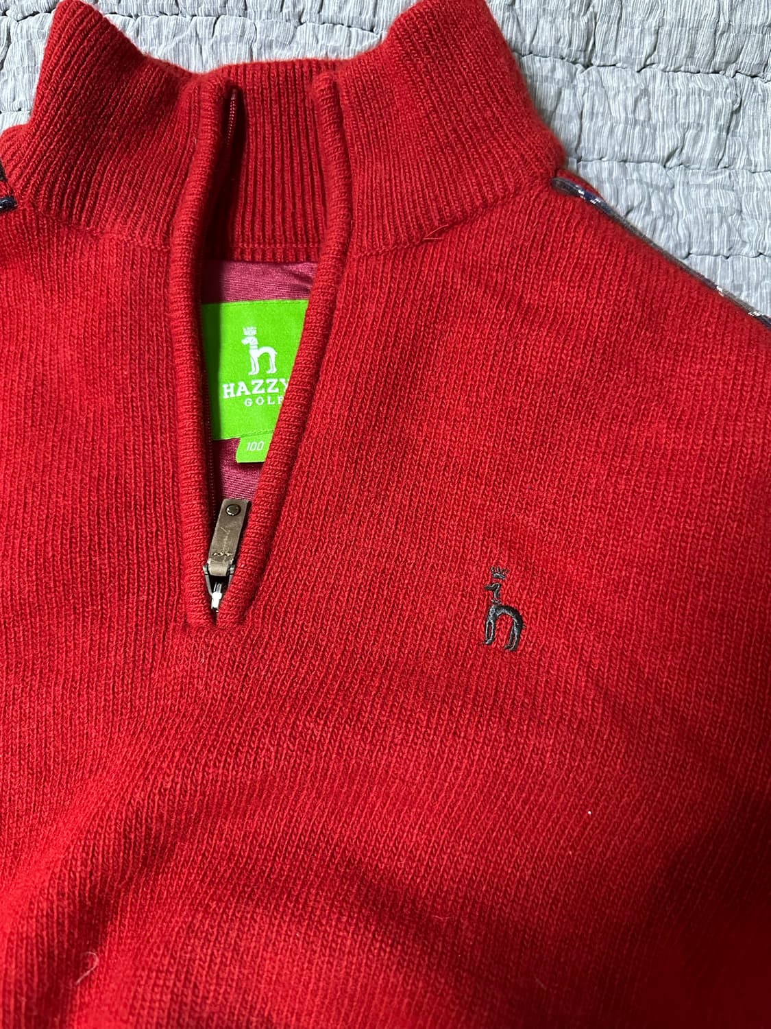 헤지스 골프 남성 레드 하프넥 니트 상품이미지4
