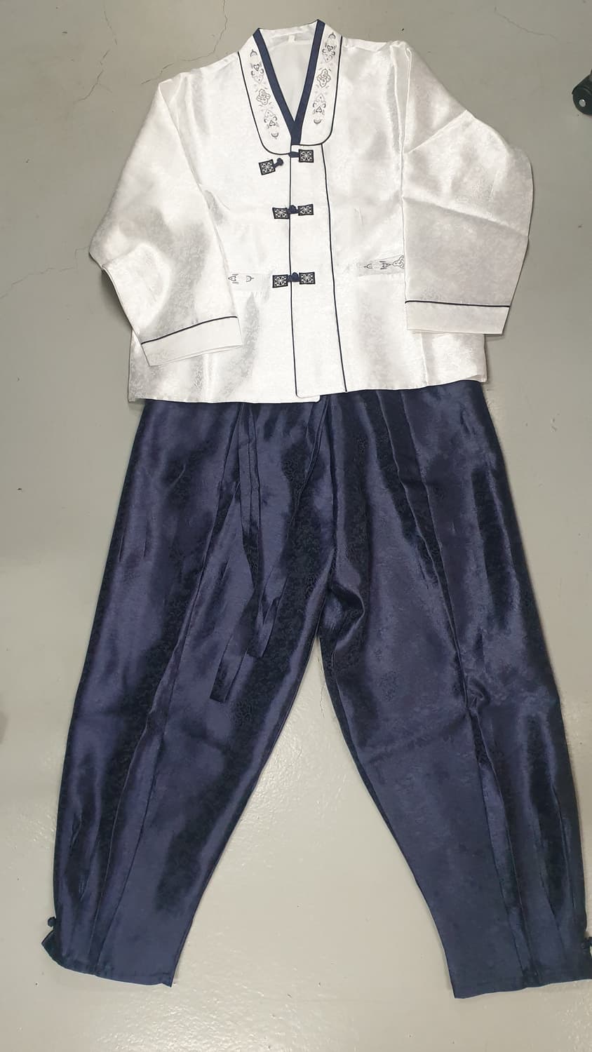 남성 한복 세트 100호 (화이트/네이비) 상품이미지1