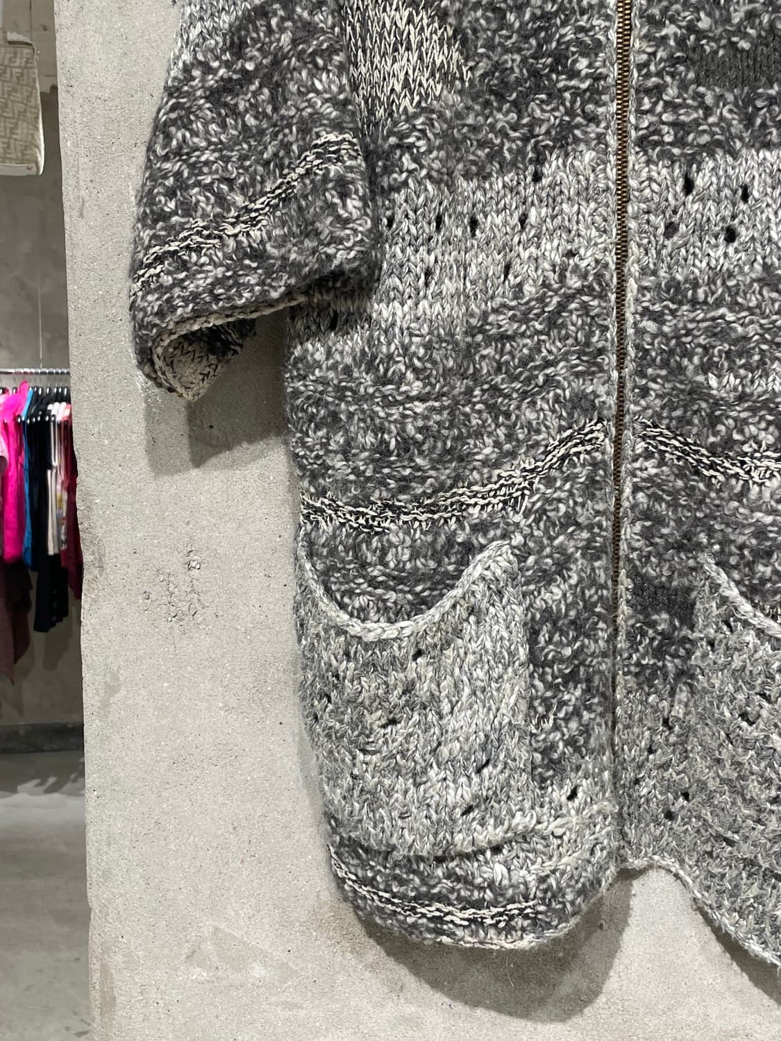 이자벨 마랑 그레이 하프 슬리브 집업 니트 롱 후디 자켓 상품이미지4