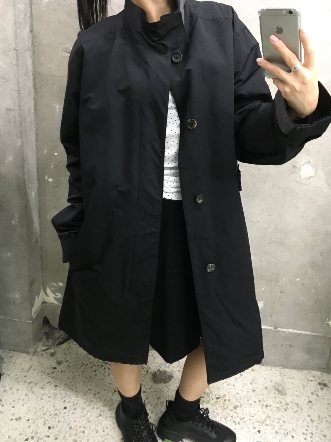 Prada 프라다 블랙 싱글 나일론 코트 상품이미지1