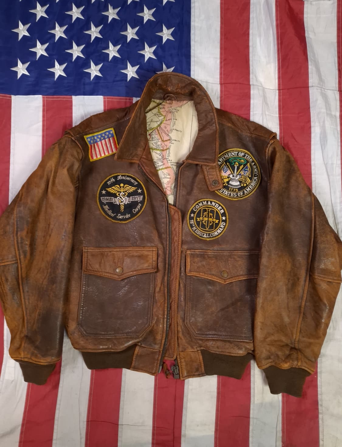 오리지날 80's ROBO 리얼레더 밀리터리 항공자켓 상품이미지1