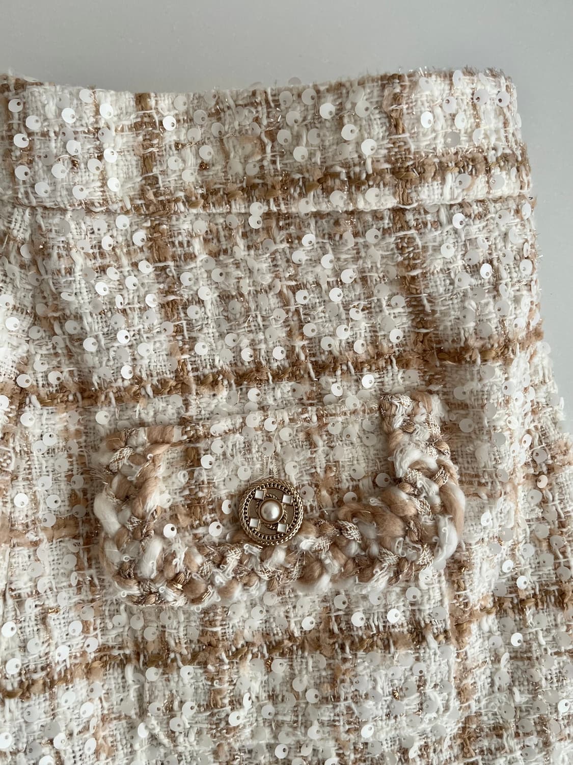 S) 새상품 한스스타일 스팽글 트위드 스커트 상품이미지5