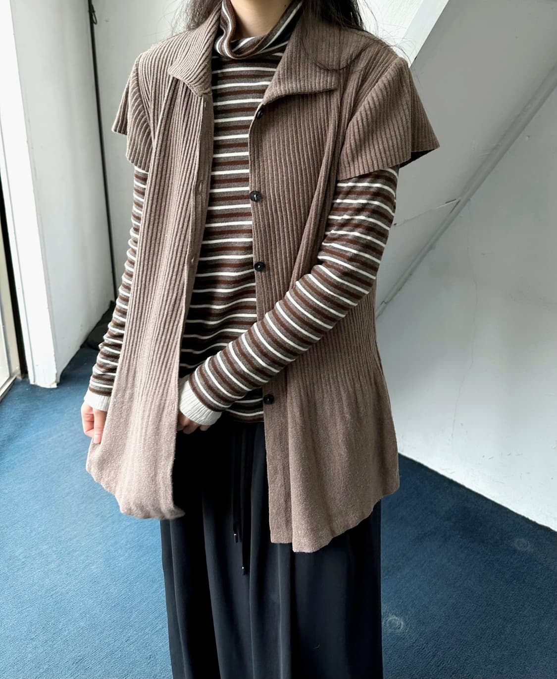 Design rib long knit jacket 상품이미지8