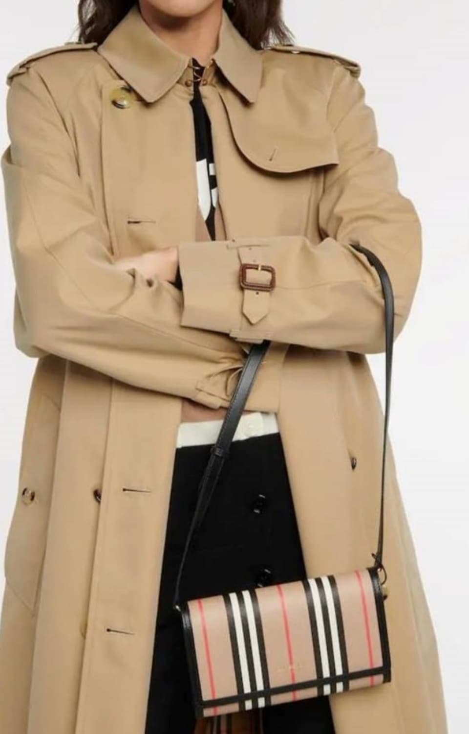 버버리 HANNAH  한나 아이콘 스트라이프 레더 크로스 바디백 상품이미지7