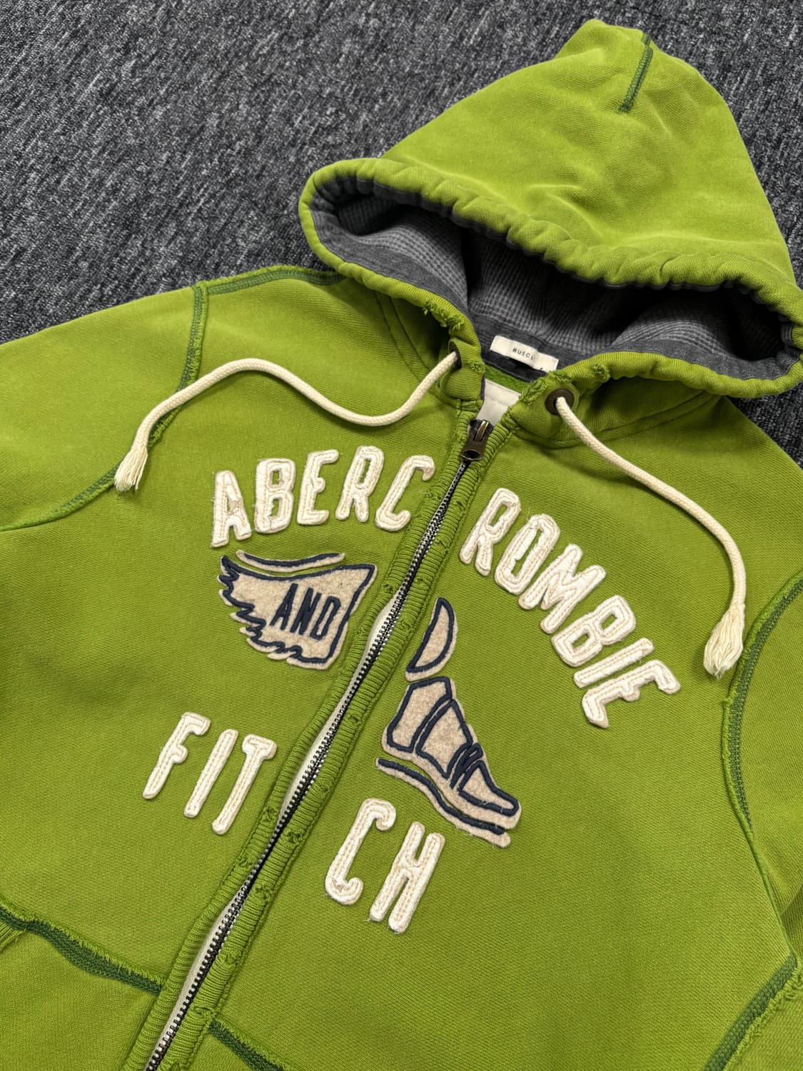 아베크롬비 로고 그린 후드집업 상품이미지5