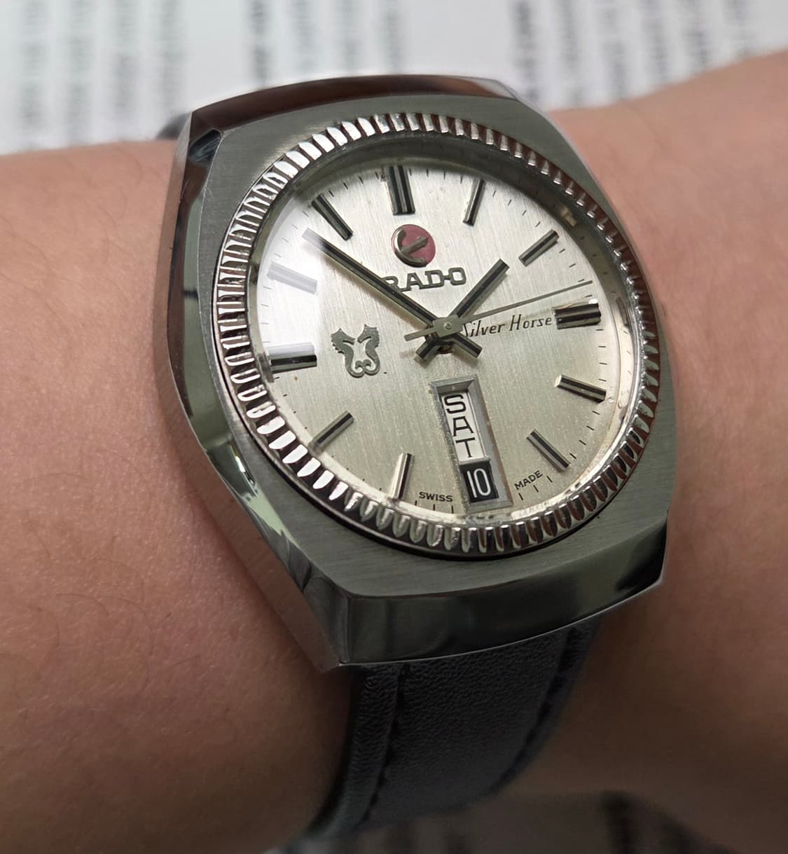 빈티지 라도 실버호스 플루티드베젤 순정 실버판 데이데이트 오토매틱 
 상품이미지9